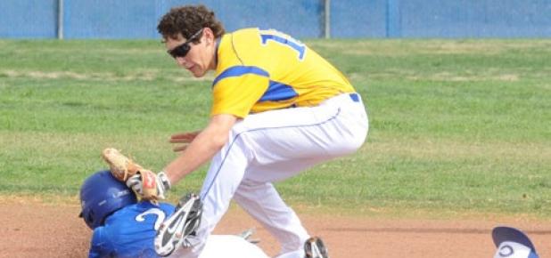 Copperas Cove second baseman Kyle Winstead tags out a runner during the opening game of the annual Bulldawgs baseball tournament. The Dawgs dropped their first contest 15-9 and will open bracket play tomorrow.