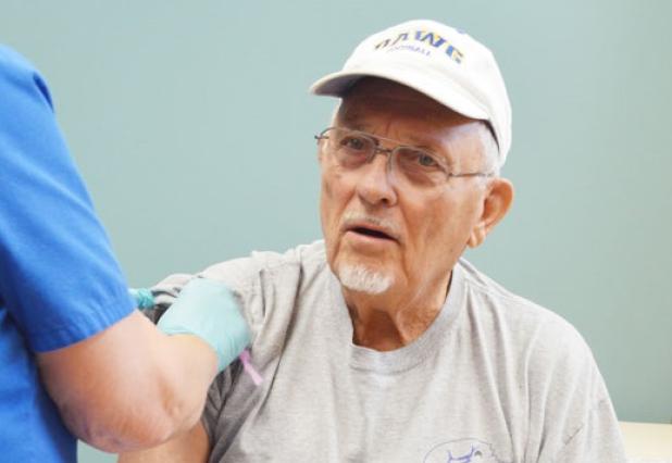 Jim Copeland gets his flu shot Monday morning at the Baylor Scott & White Clinic in Copperas Cove.