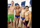 Courtesy photo - Copperas Cove AquaDawgs, from left, Carson McVeigh, Paul Muniz, Christian Gaston and Jacob Guerrero broke the school record in the 400-yard freestyle relay at the Region III-6A Swiming and Divign Chapmpionships Saturday in Rockwall. McVeigh also broke the 50-free record.