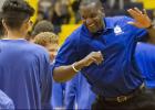 CCLP/TJ MAXWELL - Copperas Cove head basketball coach Billy White Jr. participates in pre-game festivities with his team before their home opener against Cedar Park. White was recently inducted into the St. Mary’s University Athletics Hall of Fame (San Antonio) for his career spanning 2001-2005.