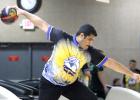 CCLP/TJ MAXWELL - Cove’s Chris Ochoa pulls back for his shot during the Central Texas District finale Tuesday at Hallmark Lanes in Killeen. Ochoa and the rest of the coed squad qualified for regionals.