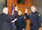 COURTESY PHOTO - Codi Nunez and Joshua Kasten are sworn in as the newest officers to the Copperas Cove Police Department Tuesday.
