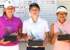 CCLP/TJ MAXWELL - Elle Fox, center, poses with runner-up Lilly Whitley of Edmond, OK and third-place finisher Eubin Shim of Waco.