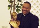Father Reginald Samuels received a MLK bust as part of the Knights of Columbus MLK dinner event.