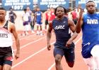 CCLP/TJ MAXWELL- Copperas Cove senior Marcus Brumfield, right, races to a first-place finish in the 100m dash during the Bulldawg Relays held Saturday at Bulldawg Stadium. Brumfield also led the 4x100-meter relay and 4x200 meter relay teams to gold medals.