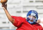 Copperas Cove junior quarterback Manny Harris makes a throw during 7-on-7 drills as part of practice on Wednesday at Bulldawg Stadium.