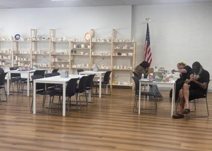 Kiln & Cone offers plenty of pottery selections for customers to paint. 