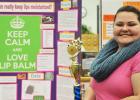 CCHS Sophomore Aleia Wardlow is all smiles holding her first place trophy for winning 1st place at the CCHS Science Fair. Wardlow will compete at the district level with her project, “Does Lip Balm Really Keep Lips Moisturized?”