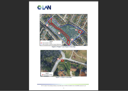 A graphic shows the map of where the drainage projects will take place.